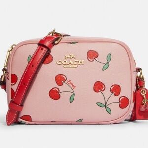 Coach Cherry Print Pink Mini Jamie Camera Crossbody Bag